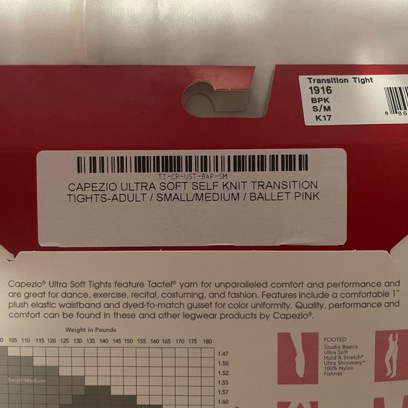 NWT Capezio Ultra Soft Transition Tight Ballet Pink S/M - Picture 3 of 7